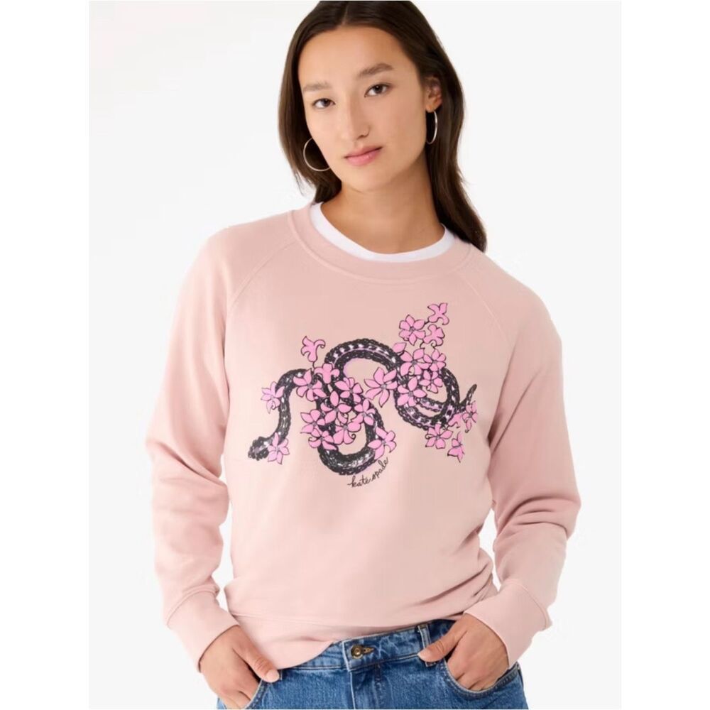0007. kate spade Pink Floral Snake Graphic Sweatshirt